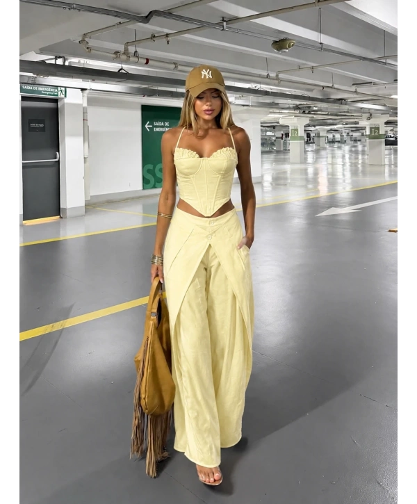 SALGU BÜSTİYER & PANTOLON TAKIM SARI