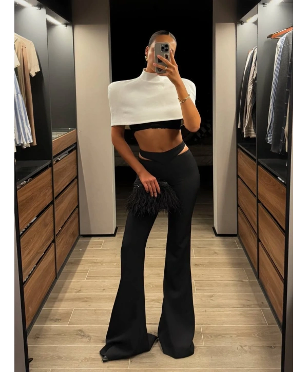 SENSE KOLSUZ CROP & PANTOLON TAKIM BEYAZ