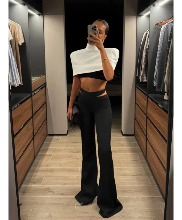 SENSE KOLSUZ CROP & PANTOLON TAKIM BEYAZ