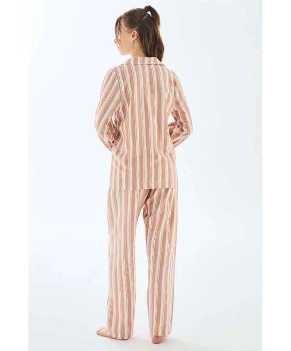 Viscose Çizgili Gömlek Pantolon Pijama Takımı