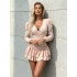 ŞİFON UZAY VATKALI VEREV ELBİSE BEJ