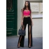 YIRTMAÇLI PANTOLON BALENLİ CROP TAKIM PEMBE