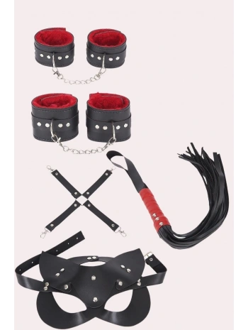 4lü Kol Bacak Kırbaç Maske Deri Aksesuar Set