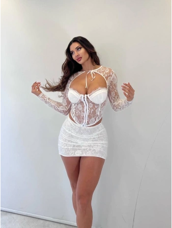 Morliva ithal dantel kumaş 2li takım