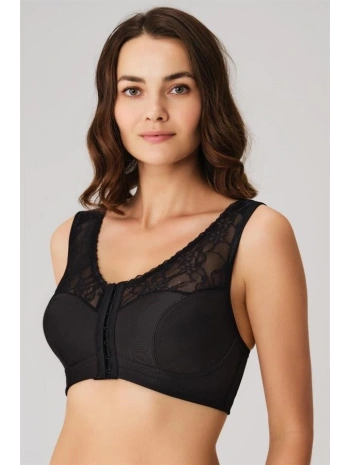 Morliva  Balensiz Desteksiz Dolgusuz Geniş Askılı Toparlayıcı Önden Açılan Sırt Destekli Küçültücü Sütyen Siyah