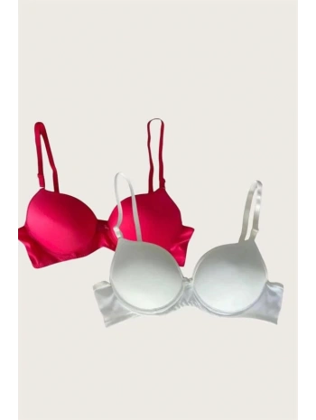 Morliva  Beyaz-Kırmızı 2li Mikro Kumaş İçi Boş Balenli Günlük Desteksiz Sütyen
