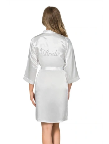 Morliva Beyaz Kısa Saten Bride Sabahlık