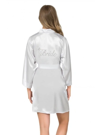 Morliva Ekru Kısa Saten Bride Sabahlık