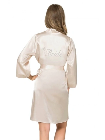 Morliva Fildişi Kısa Saten Bride Sabahlık