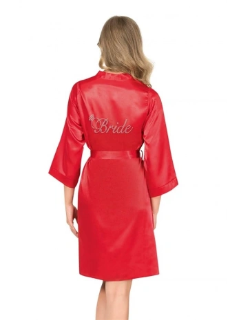 Morliva Kırmızı Kısa Saten Bride Sabahlık