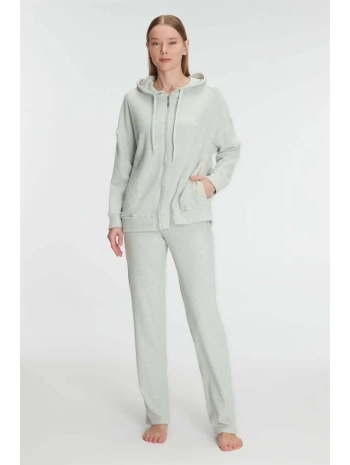 Morliva  Pamuklu Homesuit Kapüşonlu Fermuarlı Ev Giyim Pijama Takımı