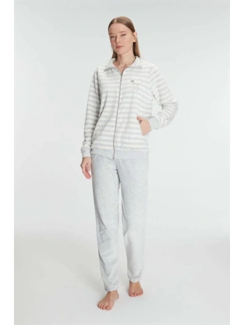 Morliva   Pamuklu Uzun Kollu Fermuarlı Sweatshirt ve Pantolon Takım Pijama Takımı