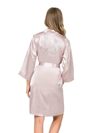 Morliva Pudra Kısa Saten Bride Sabahlık