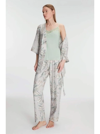 Morliva   Sabahlık Atlet ve Pantolon Takım Pamuklu Pijama Set