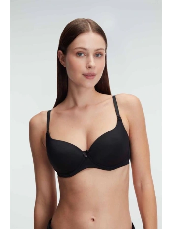 Morliva  Siyah Balenli Desteksiz Dolgusuz Askıları Çıkabilen Günlük Klasik T-Shirt Sütyeni