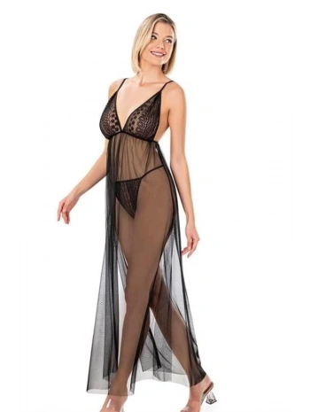 Morliva  Siyah Kısa Tül Gecelik