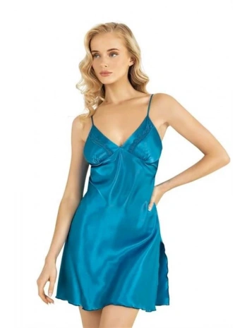 Morliva  Turkuaz Kısa Saten Gecelik 8211