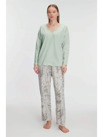 Morliva  Uzun Kol V Yaka Pijama Takımı