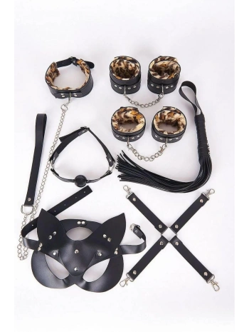 Deri Harness Leopar Set