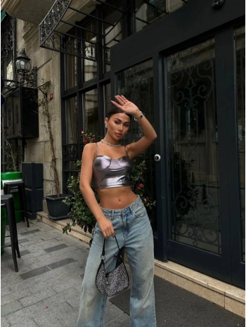 GLOPLU CROP GRİ