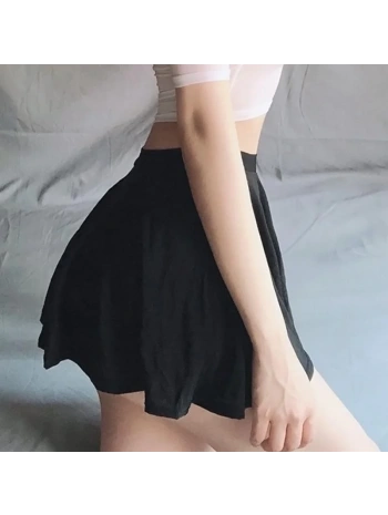 Likralı Mini Kloş Etek