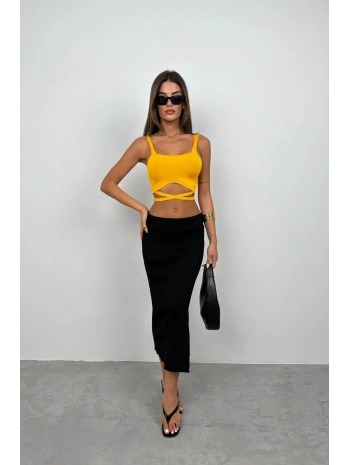 Morliva Bel Bağcıklı Crop Bluz