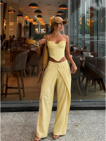 SALGU BÜSTİYER & PANTOLON TAKIM SARI