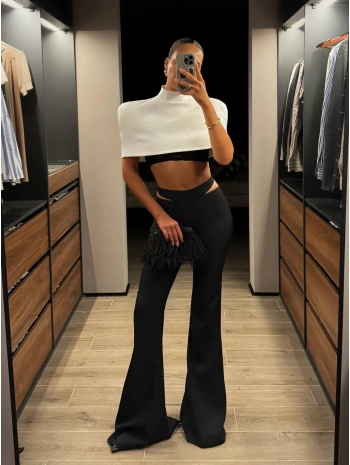 SENSE KOLSUZ CROP & PANTOLON TAKIM BEYAZ