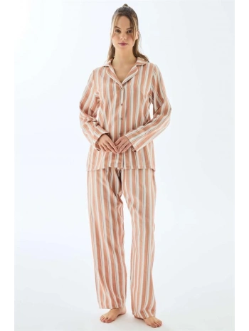 Viscose Çizgili Gömlek Pantolon Pijama Takımı