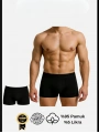 Morliva  Pamuklu Düz Siyah Renk Erkek Boxer
