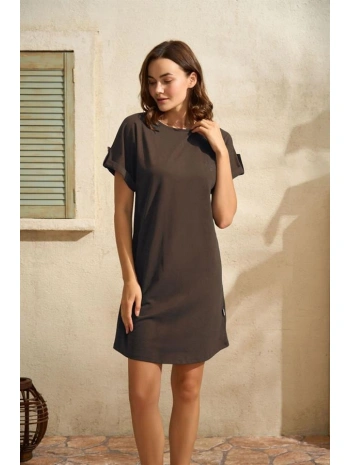 Morliva Günlük Kısa Kol Bisiklet Yaka Cotton Düz Yazlık Kısa Kahve Pijama Takımı