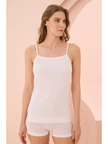 Morliva İp Askılı Beyaz Ribana Atlet