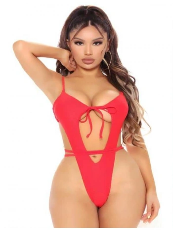 Morliva  Kırmızı İp Detaylı Fantezi Babydoll