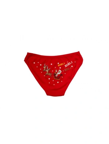 Kırmızı Yılbaşı Desenli Hoo Hoo Hoo Pamuklu Külot