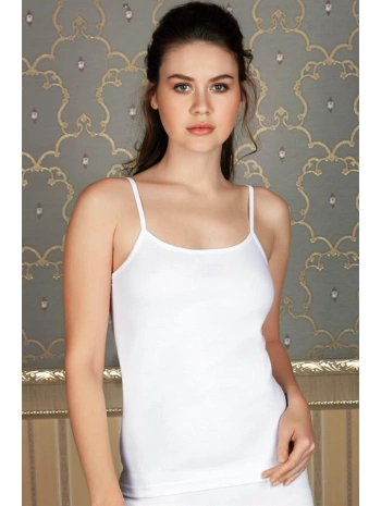 Morliva  Likralı Pamuklu İp Askılı Beyaz Atlet