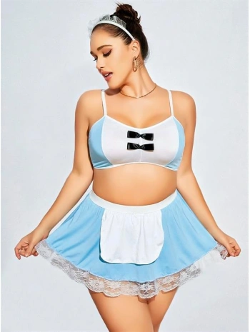 Morliva Mini Etekli Büyük Beden Fantezi Hizmetçi Kostümü