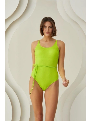 Morliva  Özel Tasarım Bel İp Detay Fitilli Yeşil Mayo