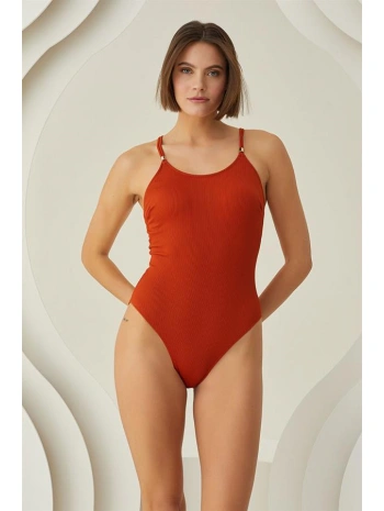 Morliva  Özel Tasarım Fitilli Kiremit Rengi Mayo