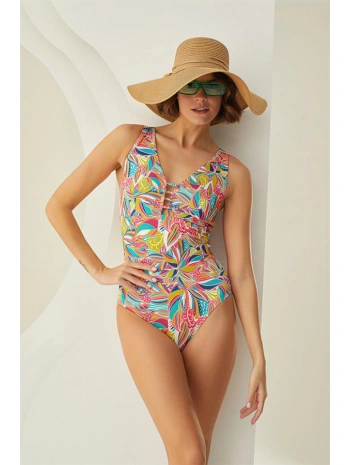 Morliva  Özel Tasarım Tropikal Desenli Mayo