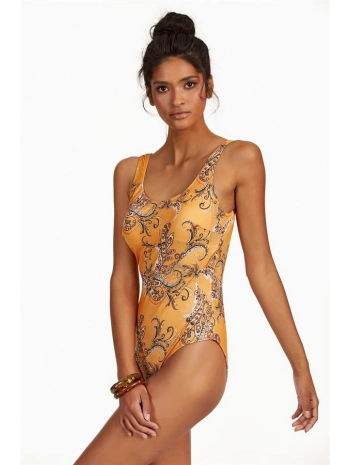 Morliva Şal Desenli Yuvarlak Yaka Mayo