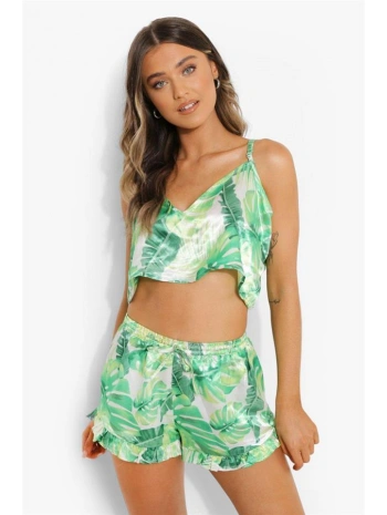 Morliva Yeşil Fırfırlı Şortlu Pijama Takımı