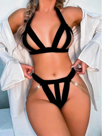 Morliva  Zincir Detaylı Fantezi Sütyen Külot Takım