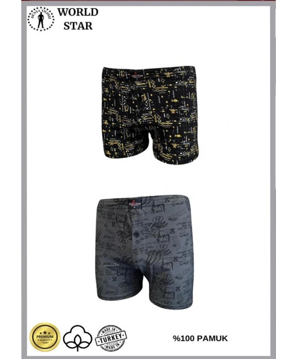 Morliva  2li Likralı Pamuklu Renkli Erkek Boxer