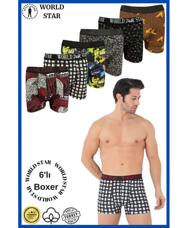 Morliva  6lı Pamuklu Karışık Desenli Erkek Boxer