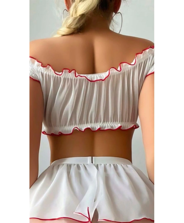 Morliva Beyaz Büstiyerli Etekli Fantezi Hemşire Kostümü