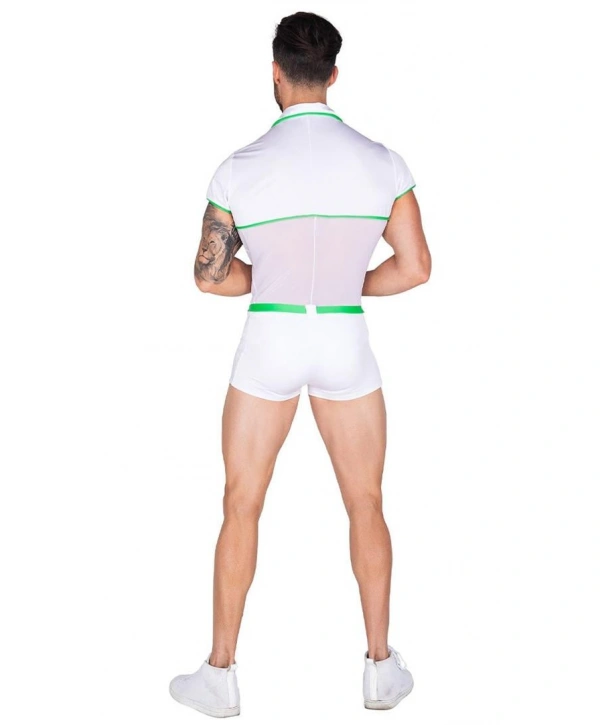 Morliva Beyaz Yeşil Şeritli Fantezi Erkek Kostüm