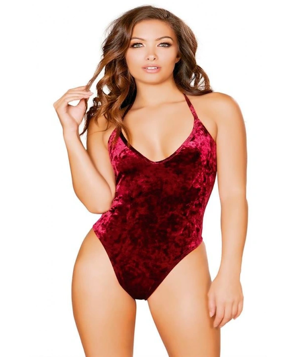 Morliva  Boyundan Askılı Kadife Fantezi Body