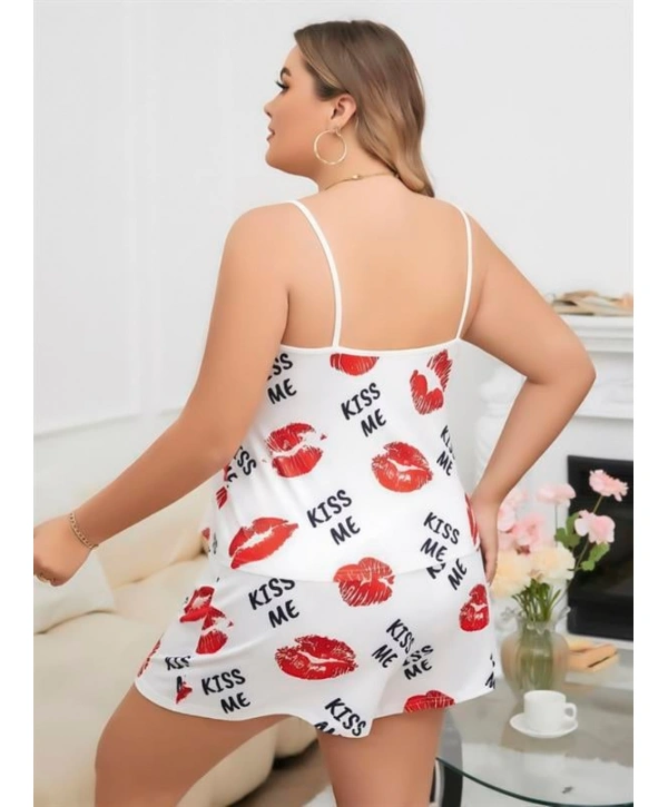 Morliva Büyük Beden Kiss Me Öpücük Desen Pamuklu Şortlu Pijama Takımı