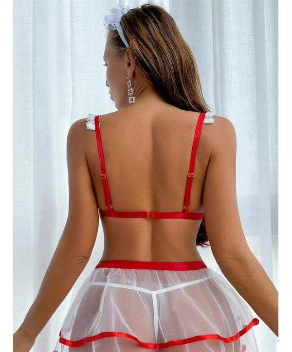 Morliva Fantezi Beyaz Tül Etekli Seksi Hemşire Kostümü