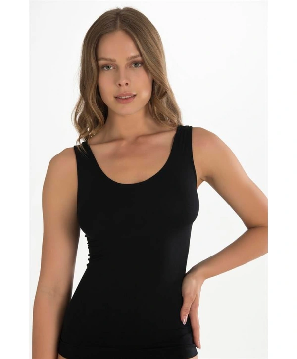 Morliva Geniş Askılı Siyah Ribana Atlet